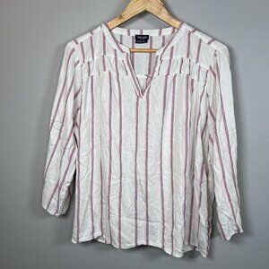 Splendid Women's XXL Striped V-Neck Blouse Multicolor 3/4 Sleeve Casual Top
